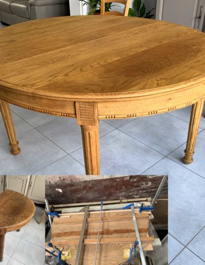 Restauration d'une table en chêne massif