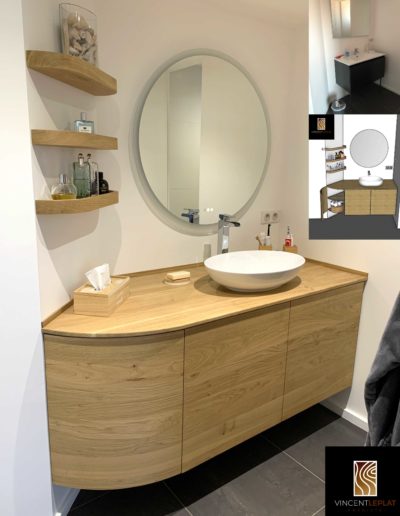 Projet de remplacement d'un meuble de salle de bain en chêne massif